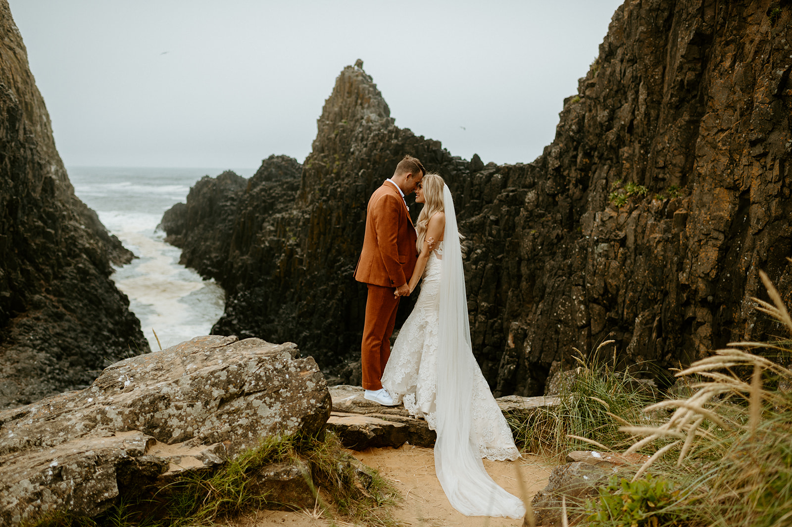Bride and groom at Seals beach