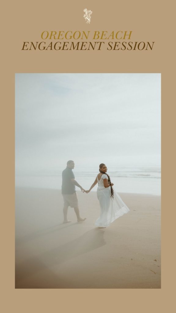 Couple holding hands on Oregon Coast beach