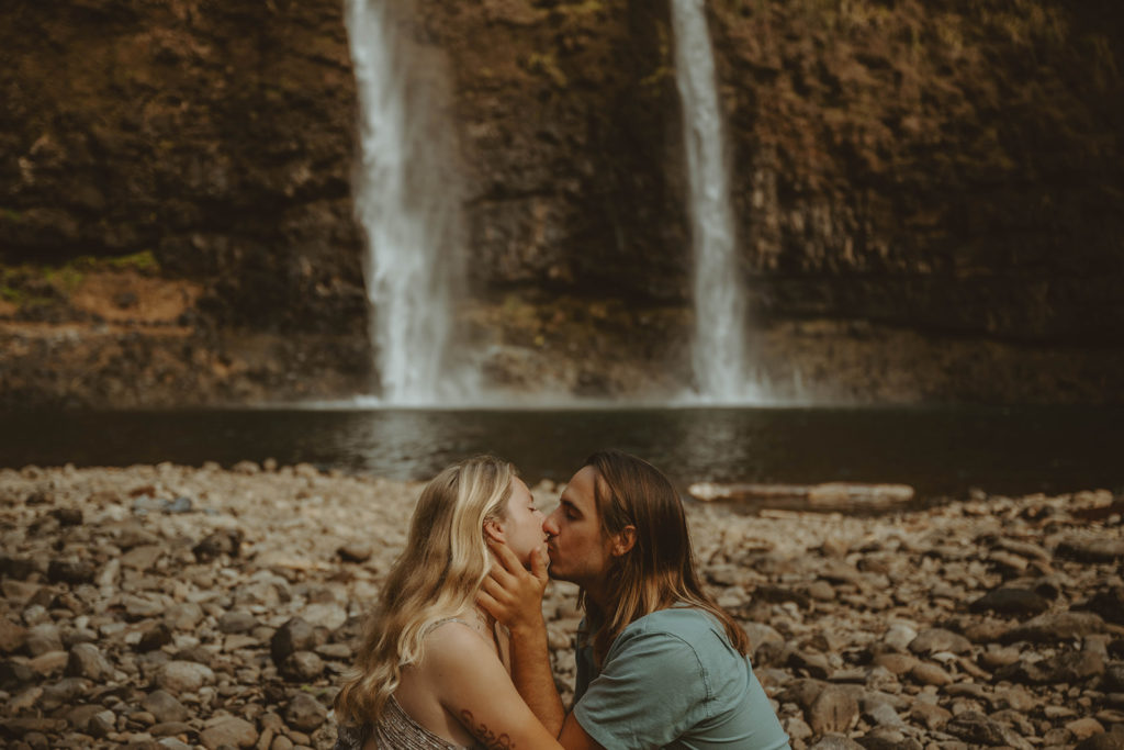 Waterfall and couple