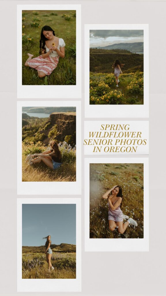 Spring wildflower senior photos in Oregon