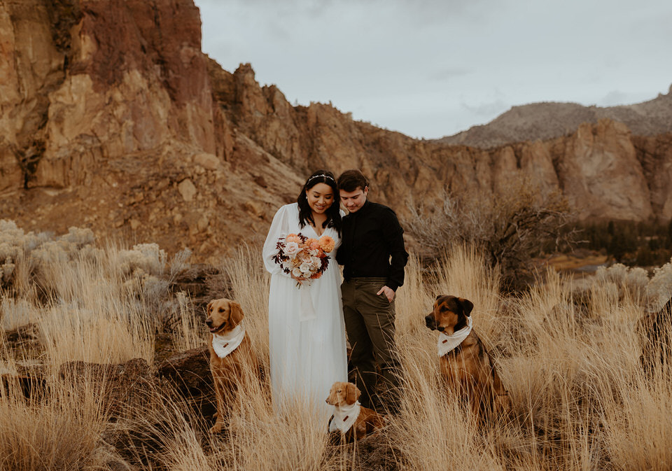 Smith Rock State Park, Oregon elopement with dogs