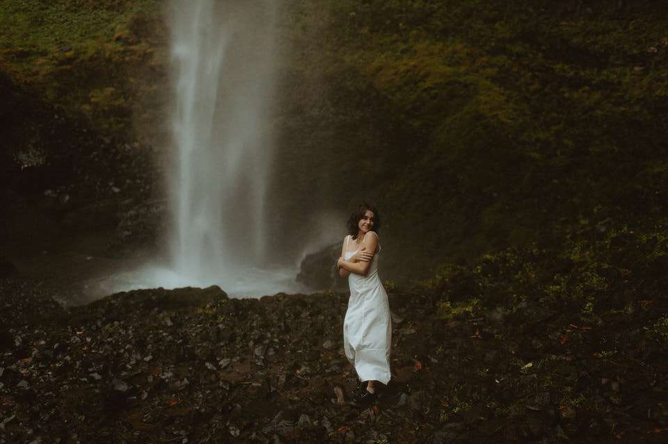 The Columbia River Gorge senior photos by waterfall