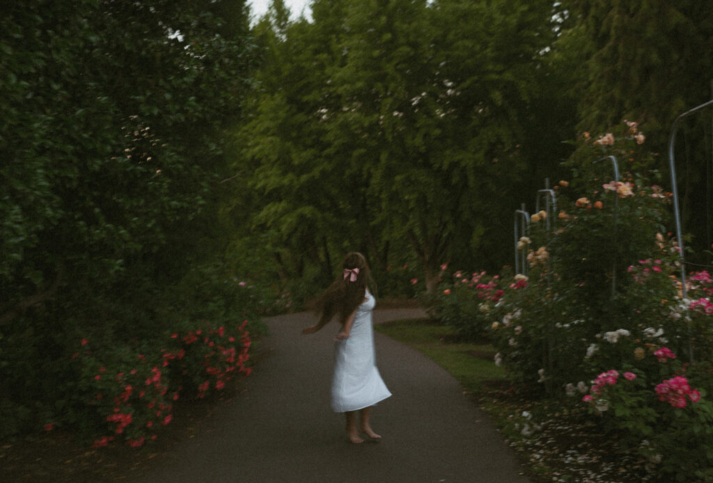 girl standing on path in Oregon