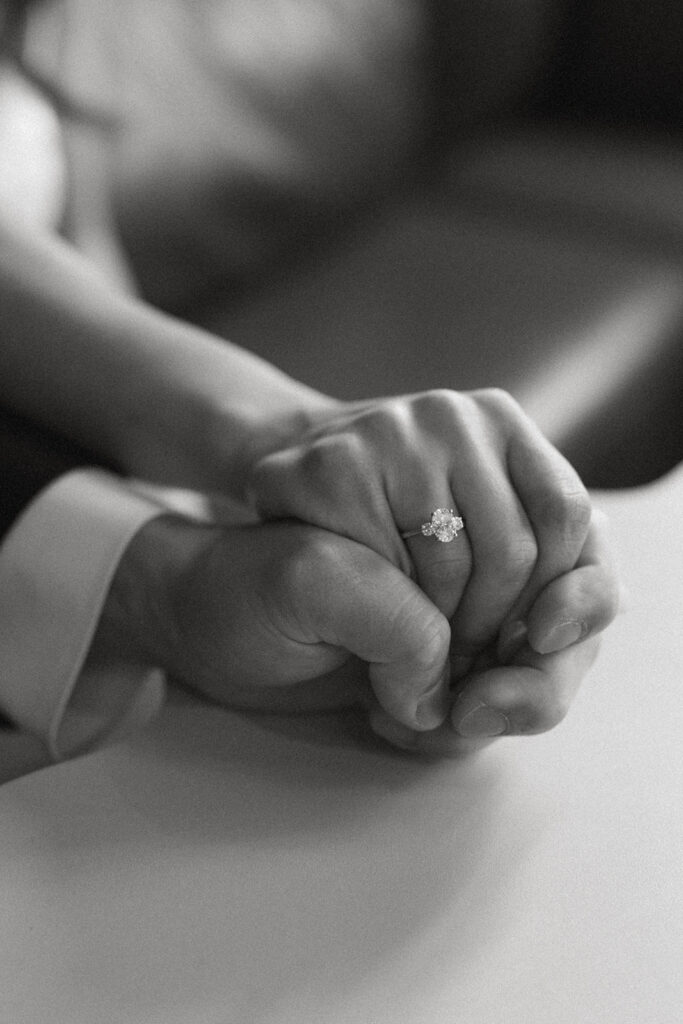 Close-up of bride’s engagement ring